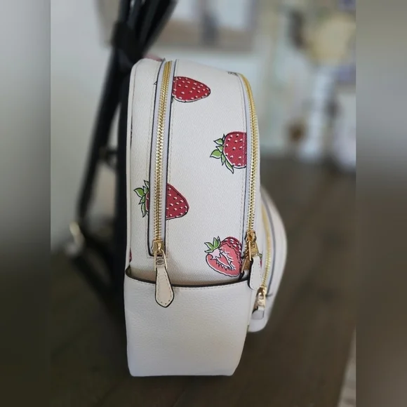 NWT Coach Court Backpack In Signature Canvas Strawberry Print - Picture 8 of 16